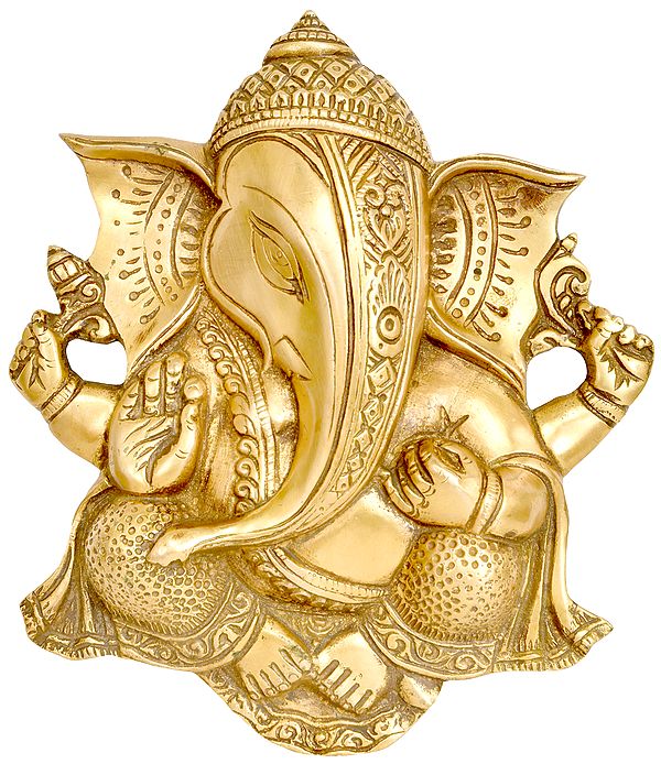 8" Lord Ganesha Wall Hanging Flat Statue in Brass | Handmade | Made in India