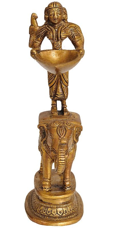 6" Deeplakshmi In Brass | Handmade | Made In India