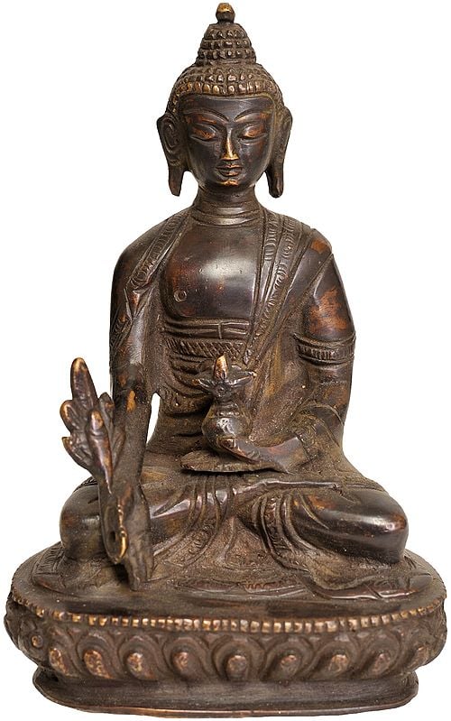 4" Brass Medicine Buddha Idol | Tibetan Buddhist Deity Statues