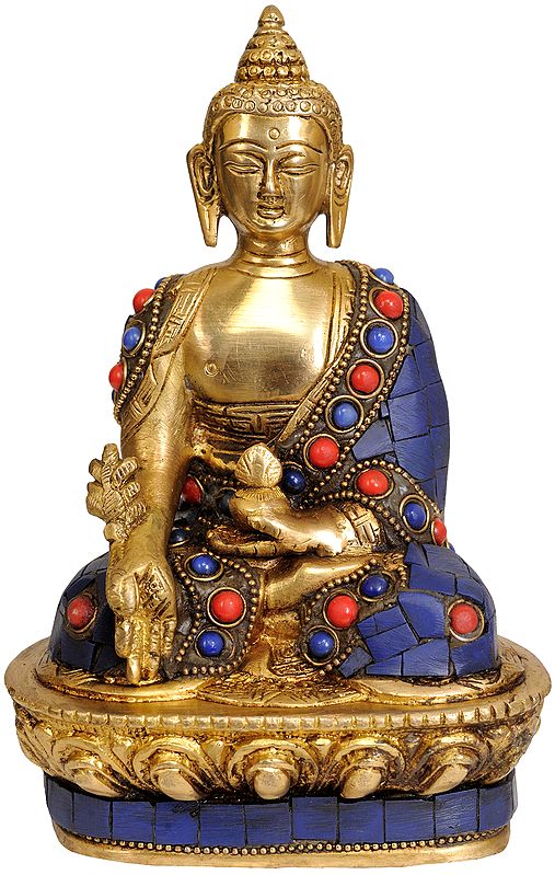 7" Medicine Buddha Sculpture in Brass | Handmade | Made in India