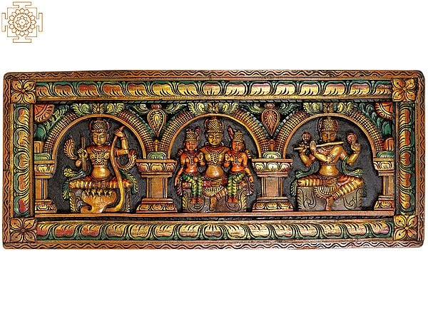 Vishnu with Bhudevi and Shridevi with Rama and Krishna (Panel)