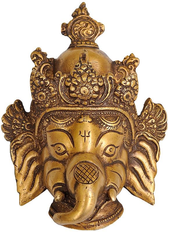 5" Lord Ganesha Wall Hanging Mask In Brass | Handmade | Made In India