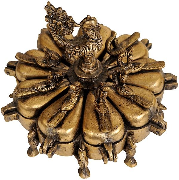 4" Peacock Ritual Box with Lids in Brass | Handmade