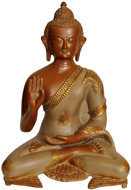 10" Lord Buddha in Abhaya Mudra In Brass | Handmade | Made In India