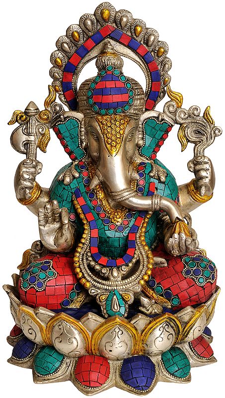 12" Kamalasana Ganesha In Brass | Handmade | Made In India