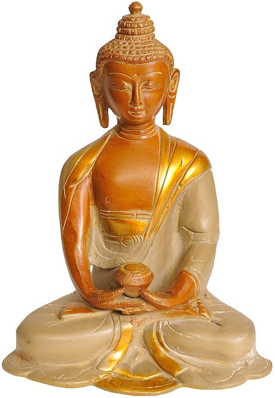 6" Brass Statue of Lord Buddha in Dhyana Mudra | Handmade