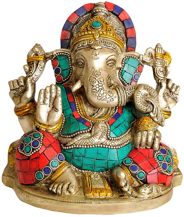 6" Lambodara Ganesha In Brass | Handmade | Made In India
