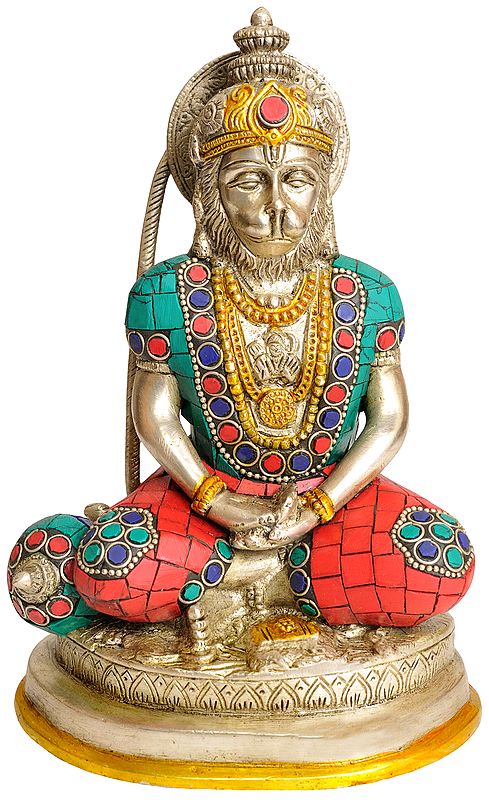 7" Hanuman In Dhyana Mudra In Brass | Handmade | Made In India