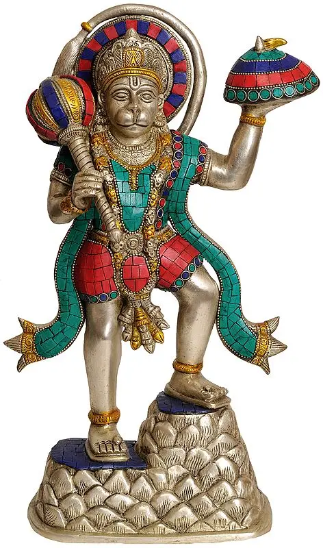 14" Sankat Mochan Shri Hanuman Who Saves Us from Crisis in Brass | Handmade | Made In India