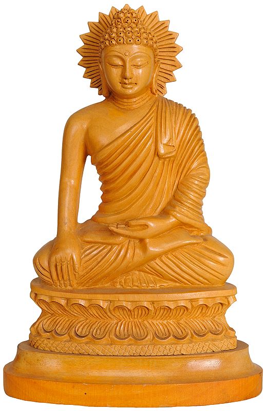 Lord Buddha Idol in Bhumisparsha Mudra | Kaima Wood Sculpture