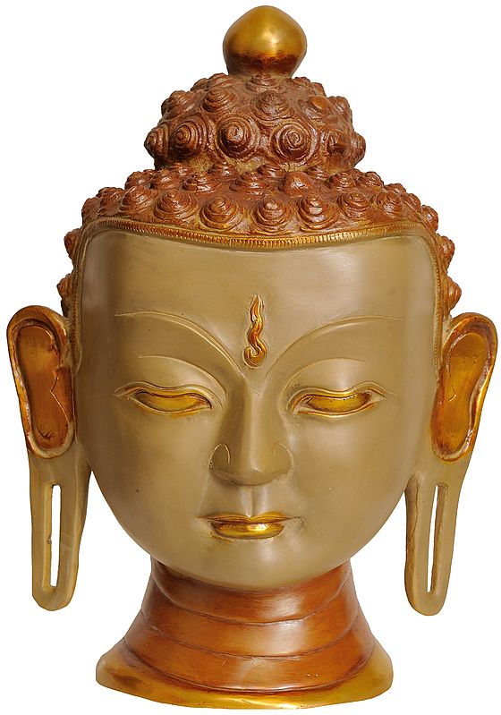 12" Lord Buddha Wall Hanging Mask In Brass | Handmade | Made In India