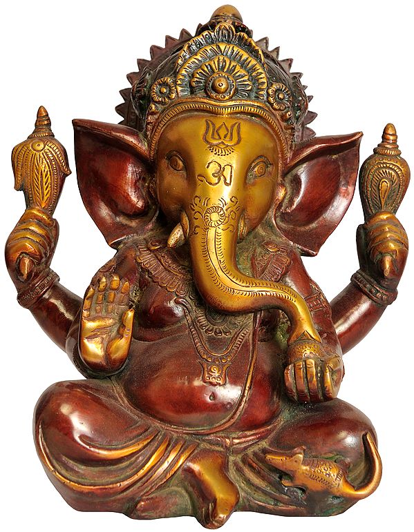9" Lord Ganesha Brass Sculpture | Handmade | Made in India
