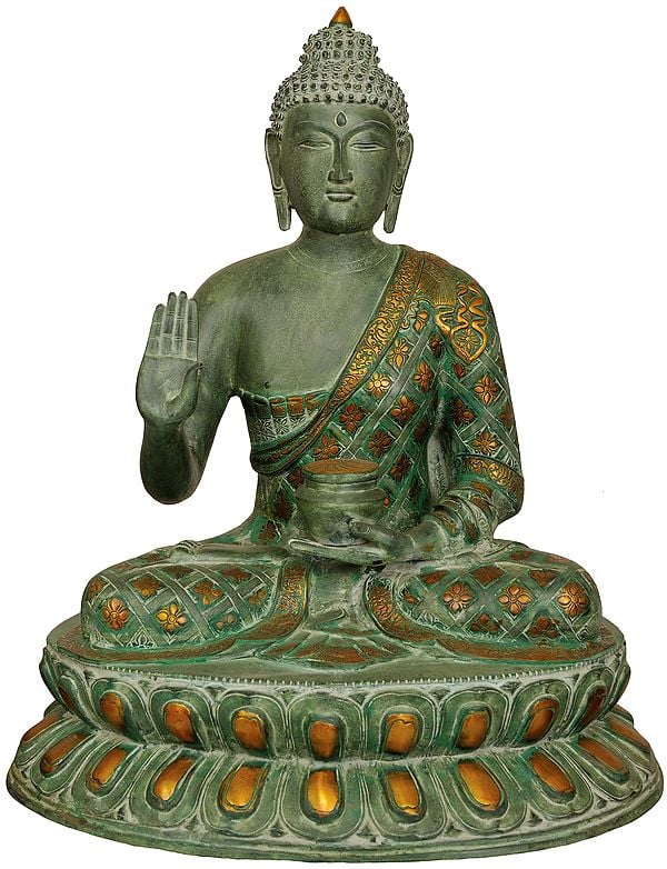 28" Large Size Buddha in Abhaya Mudra In Brass | Handmade | Made In India