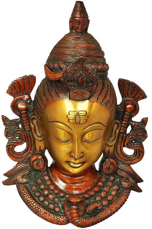 10" Gangadhara Shiva Wall Hanging Mask In Brass | Handmade | Made In India