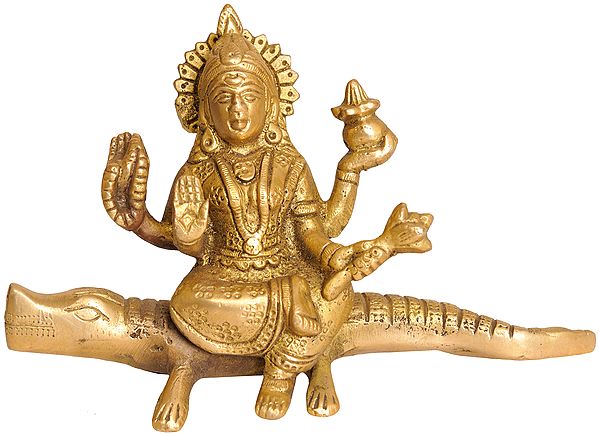 4" Ganga the River Goddess In Brass | Handmade | Made In India