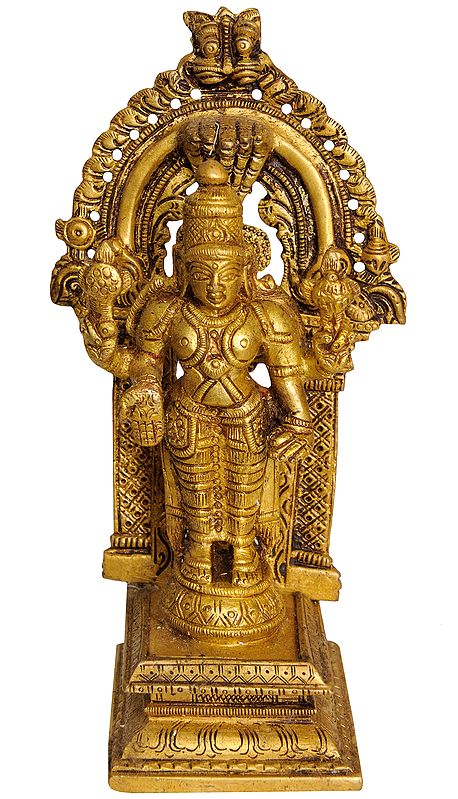 6" Brass Bhagawan Vishnu Idol | Handmade | Made in India