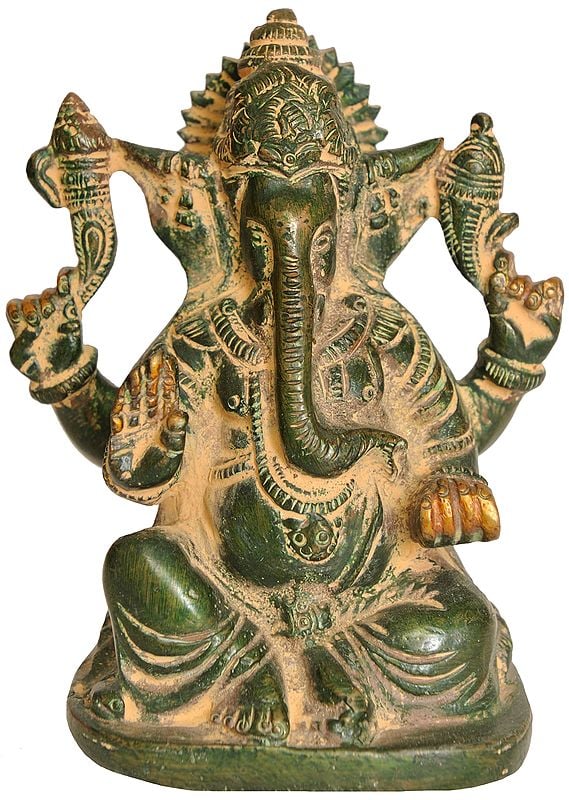 4" Lord Ganesha Brass Statue | Handmade | Made in India