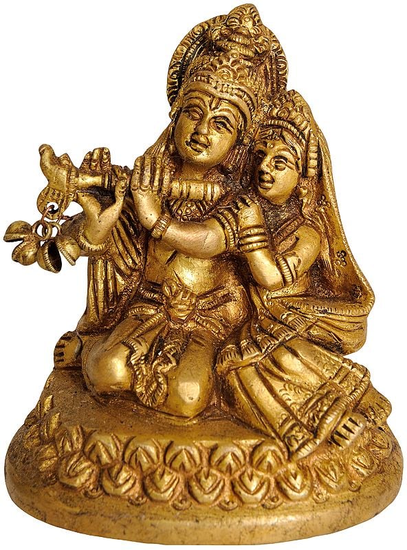3" Radha Krishna (Small Statue) In Brass | Handmade | Made In India