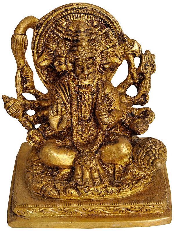 Five Headed Hanuman Brass Sculpture | Handmade | Made in India
