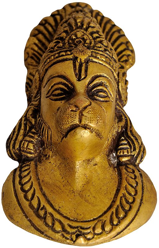 5" Lord Hanuman Wall-Hanging Mask In Brass | Handmade | Made In India