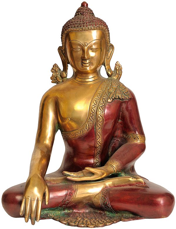 12" Lord Buddha in Bhumisparsha Mudra In Brass | Handmade | Made In India