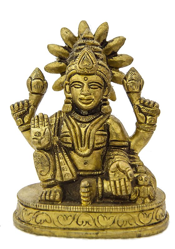 3" Goddess Lakshmi Small Statue in Brass | Handmade | Made in India