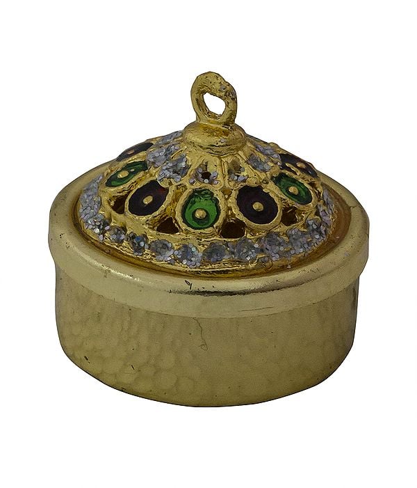 Decorated Kumkum Box in Brass