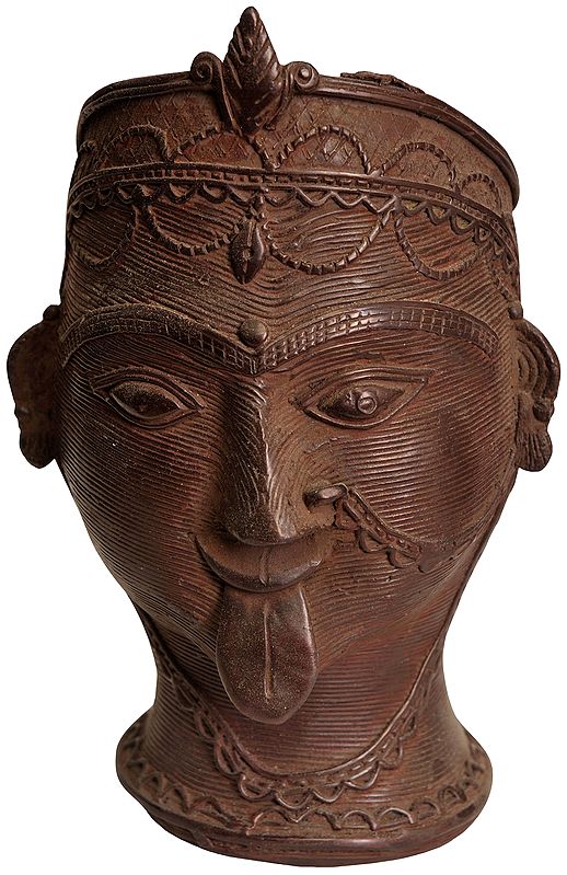 5" Goddess Kali Head In Brass | Handmade | Made In India