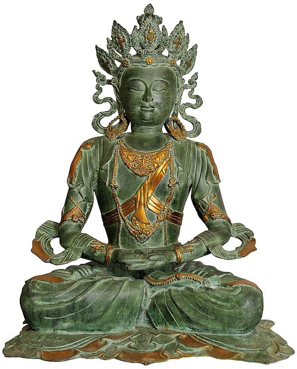 32" Large Size Pritzker Vairochana Buddha - Tibetan Buddhist Deity In Brass | Handmade | Made In India