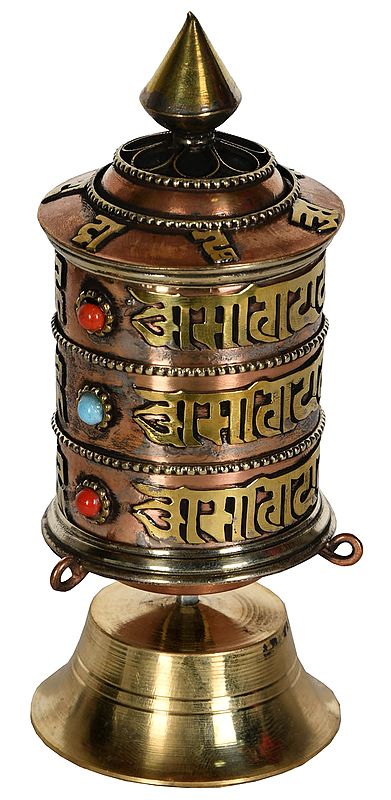 Made in Nepal Prayer Wheel on Stand (Tibetan Buddhist)