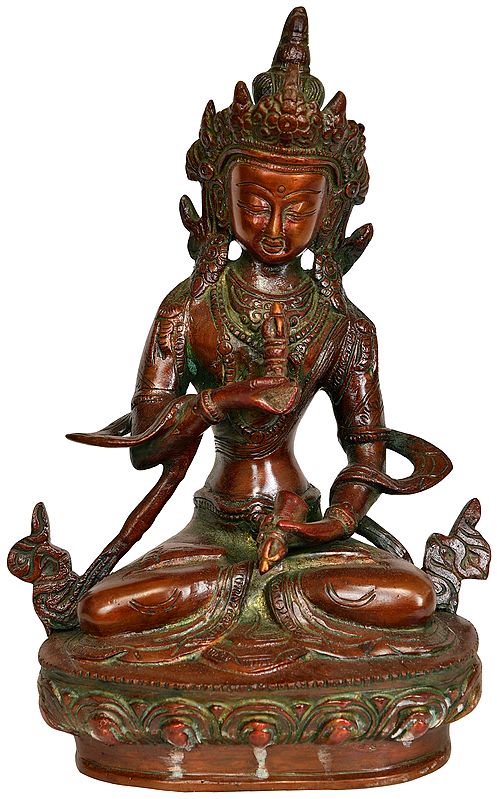 8" Vajrasattva Statue in Brass | Handmade Buddhist Deity Sculptures | Made in India