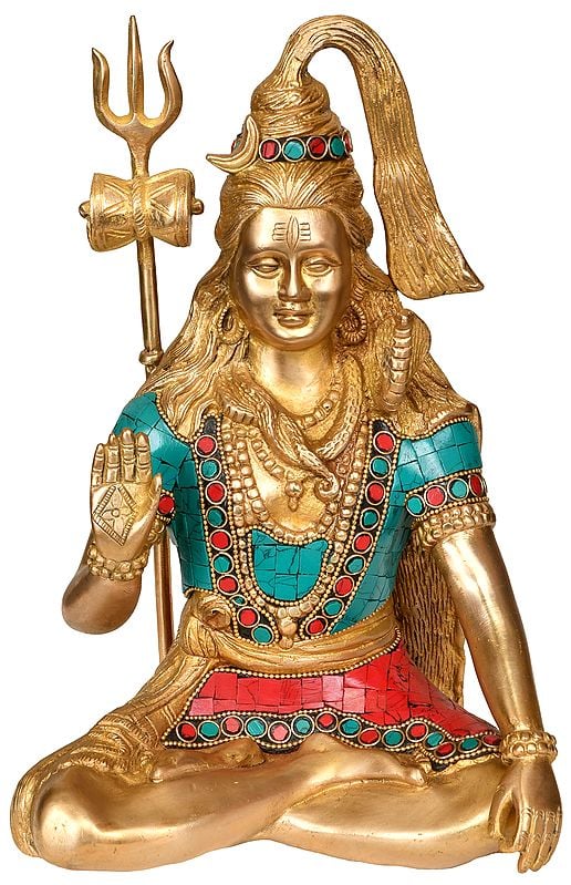11" Blessing Lord Shiva In Brass | Handmade | Made In India