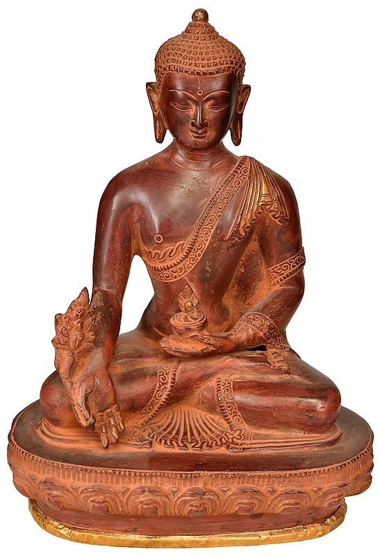 10" Tibetan Buddhist Deity Medicine Buddha In Brass | Handmade | Made In India