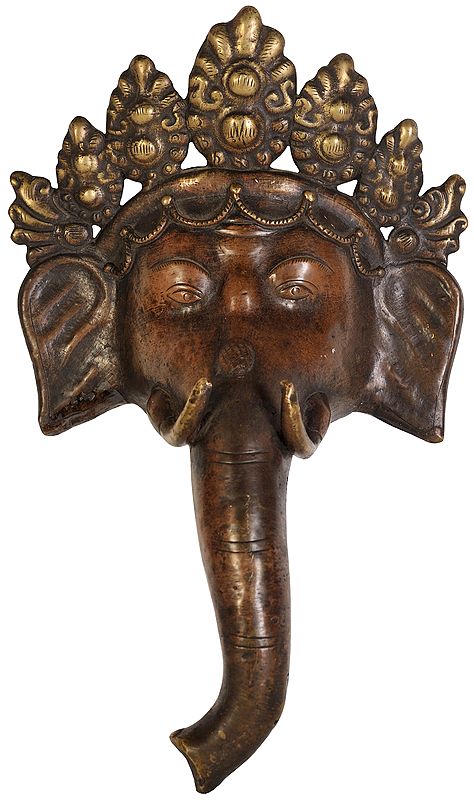 8" Lord Ganesha Wall Hanging Mask In Brass | Handmade | Made In India
