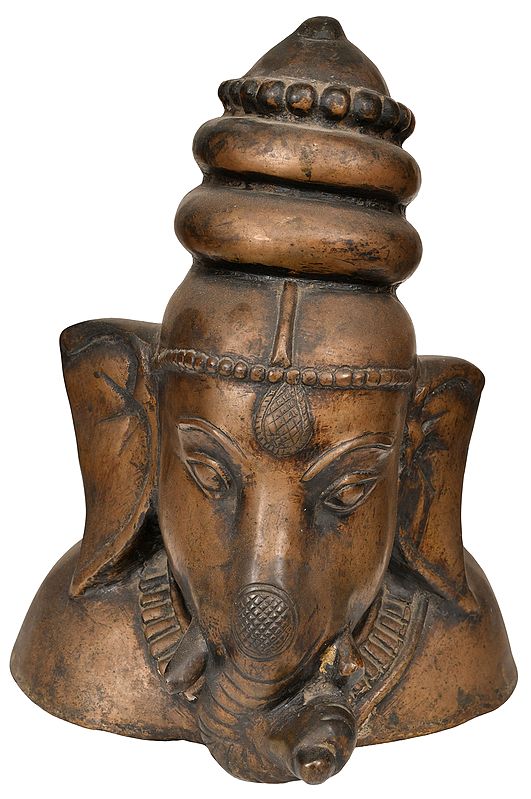 12" Lord Ganesha Bust In Brass | Handmade | Made In India