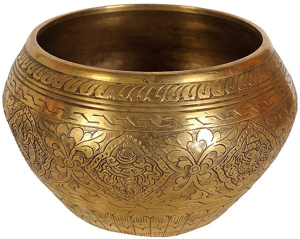 Tibetan Buddhist Begging Bowl with Ashtamangala Symbols