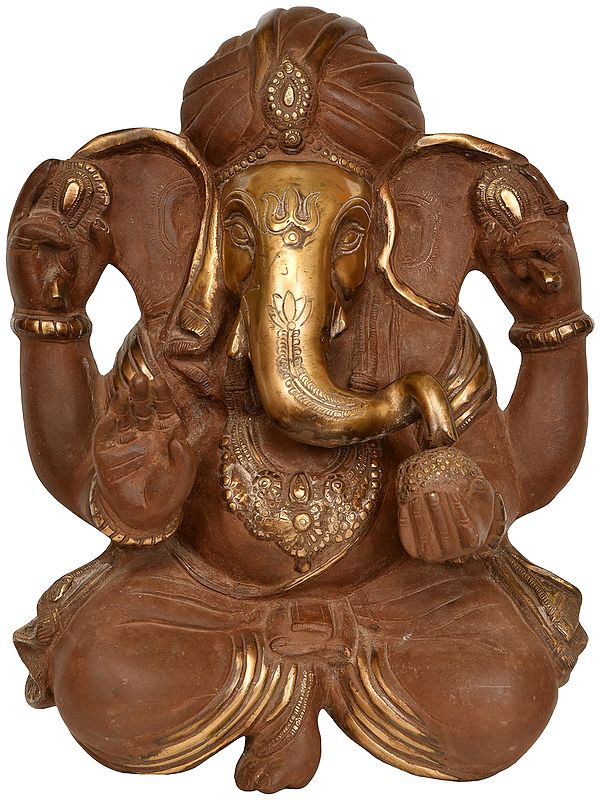 14" Pagdi Ganesha Wall Hanging (Large Size) In Brass | Handmade | Made In India