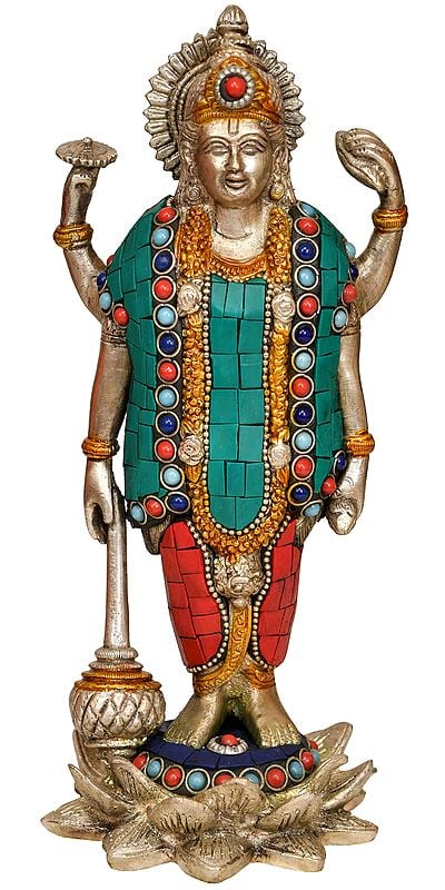 9" Lord Vishnu In Brass | Handmade | Made In India
