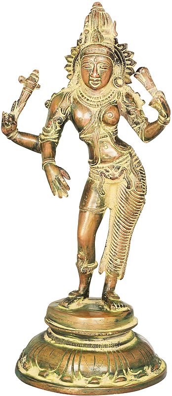 11" Ardhanarishvara (Shiva Shakti) In Brass | Handmade | Made In India