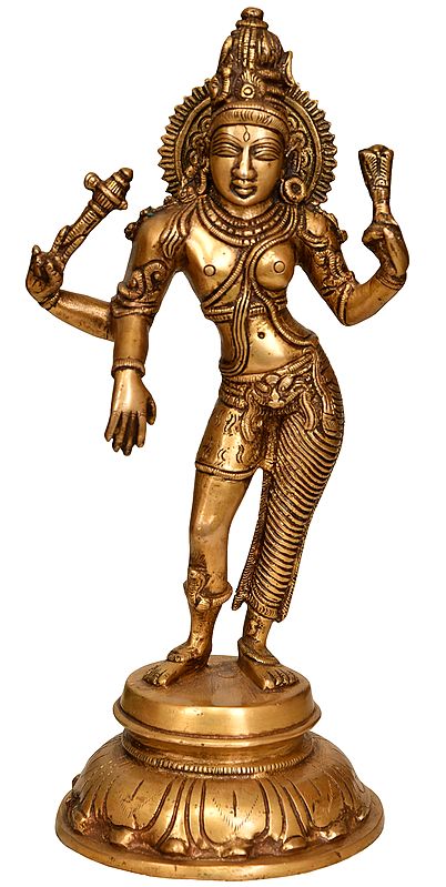 11" Ardhanarishvara (Shiva Shakti) In Brass | Handmade | Made In India