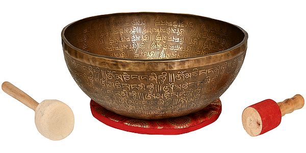Vishva Vajra Singing Bowl with Syllable Mantra (Tibetan Buddhist)