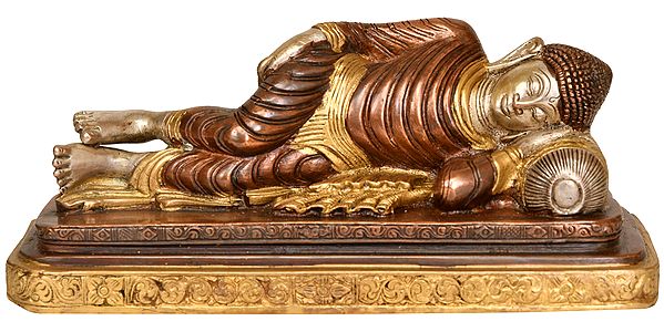 9" Mahaparinirvana Buddha - Tibetan Buddhist In Brass | Handmade | Made In India