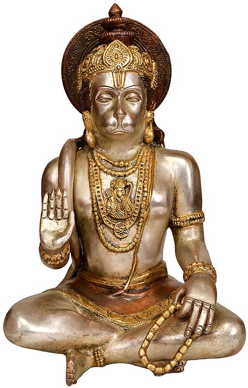 11" Blessing Hanuman in Dhyan In Brass | Handmade | Made In India