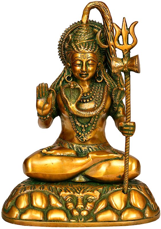10" Blessing Shiva In Brass | Handmade | Made In India