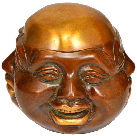 3" Four Faced Head of Laughing Buddha In Brass | Handmade | Made In India