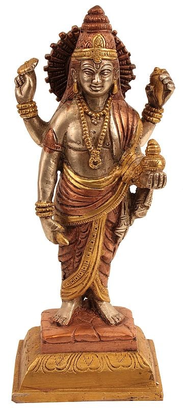 8" Brass Dhanvantari Idol - The Physician of the Gods | Handmade | Made in India
