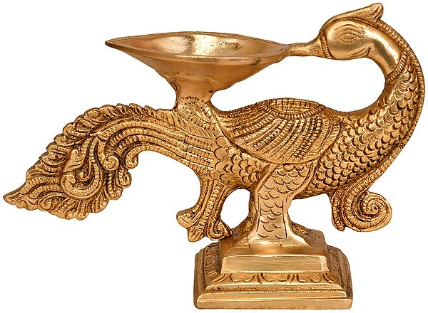 6" Peacock Lamp in Brass | Handmade | Made in India