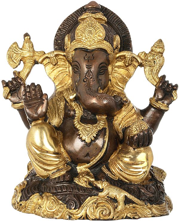 6" Lord Ganesha In Brass | Handmade | Made In India