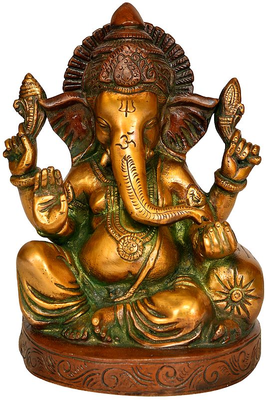 6" Lord Ganesha Brass Sculpture | Handmade | Made in India