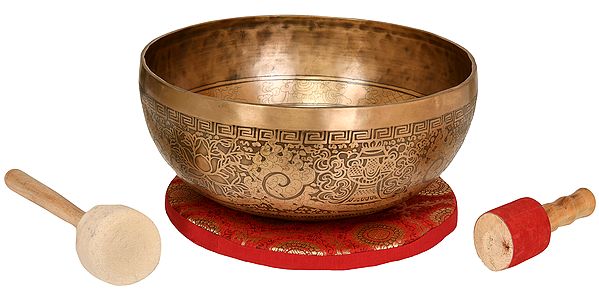 Tibetan Buddhist Singing Bowl with the Image of Manjushri Inside